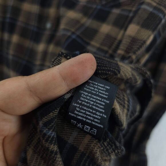 HippyTree Flannel Shirt Mens Medium Brown Plaid Cotton Long Sleeve Snap Button - Picture 8 of 8